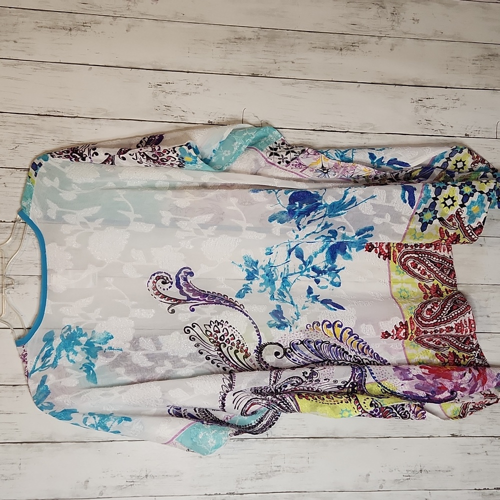 Chico's White Textured Kimono S/M - Picture 6 of 6